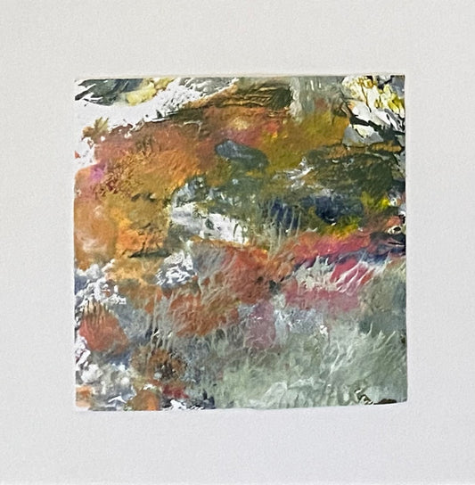 Juanita Bellavance, Mini collage 70, mixed media on paper, 4 x 4 inches, Unframed