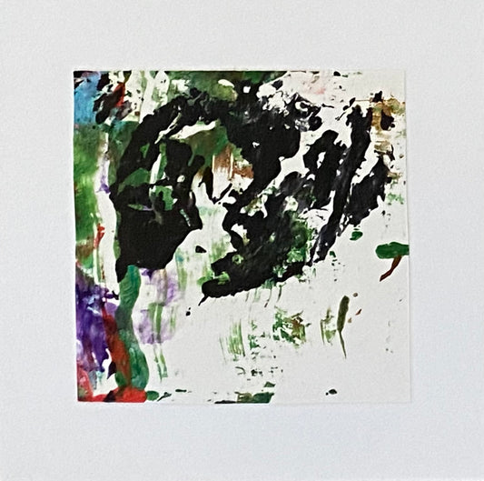 Juanita Bellavance, Mini collage 73, mixed media on paper, 4 x 4 inches, Double Matted