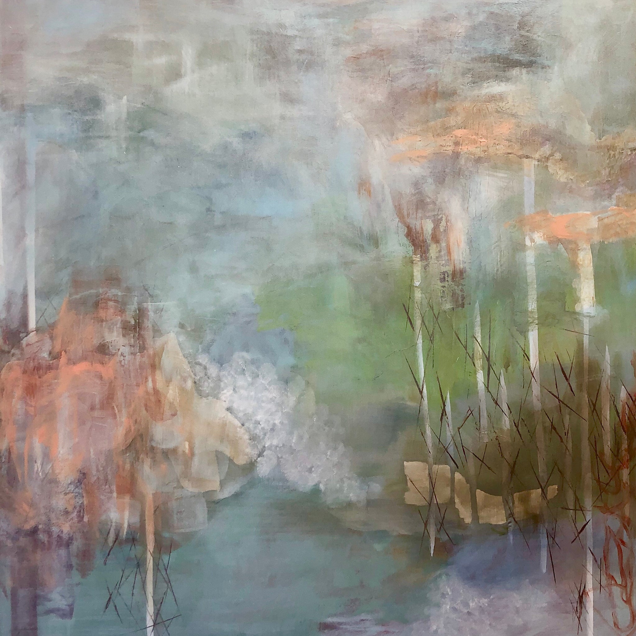 On the river 1, 2018, Acrylic, 48 x 48 inches