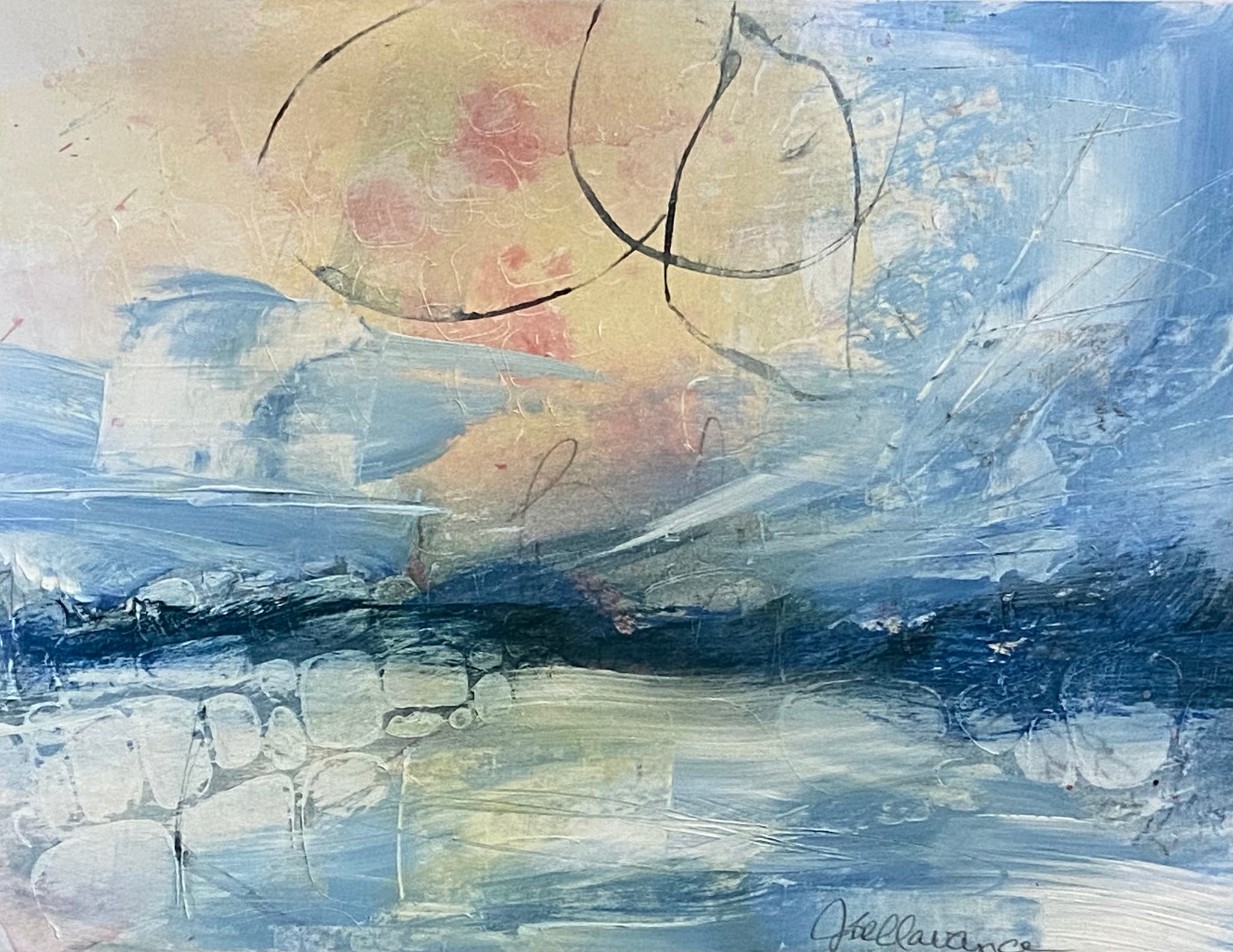 Juanita Bellavance, High winds at sea, 2021, Acrylic on paper, 7 x 9 inches, Unframed