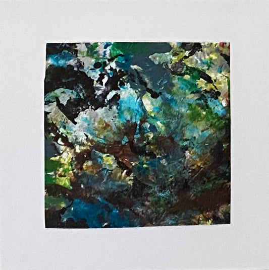 Juanita Bellavance, Mini collage 75, mixed media on paper, 4 x 4 inches, Unframed