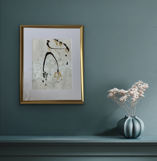 Golden 2, 2022, Acrylic on paper, 14 x 11 inches, 21 x 17 inches framed