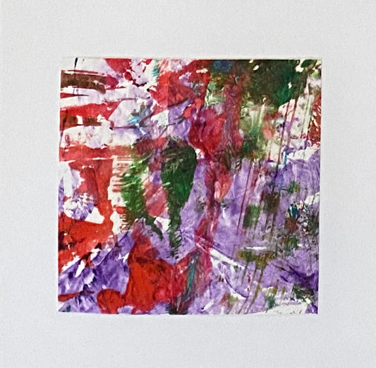 Juanita Bellavance, Mini collage 72, mixed media on paper, 4 x 4 inches, Double Matted