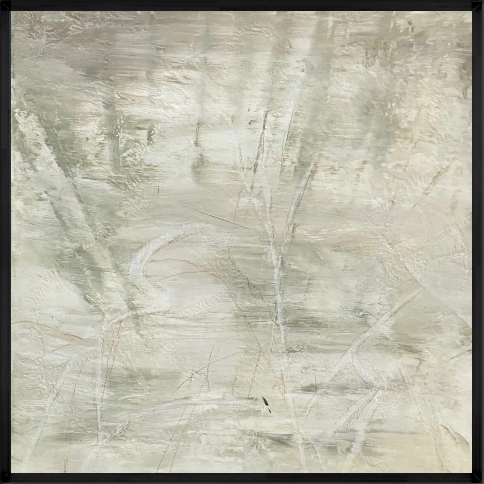 Juanita Bellavance, White on white 3, From the Chestatee River portfolio, 2021, Acrylic on canvas, 12 x 12 inches, Framed